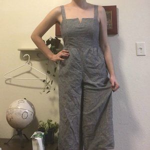 Blue and White Striped Jumpsuit